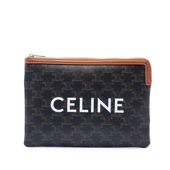 Celine Handbags - Pre-Loved Celine Small Triomphe Coated Canvas Clutch
